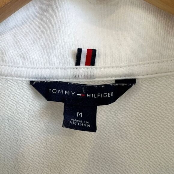 Tommy Hilfiger Women's Medium White Oversized 1/4 Zip Pullover Sweater Ring Zip - Picture 10 of 16